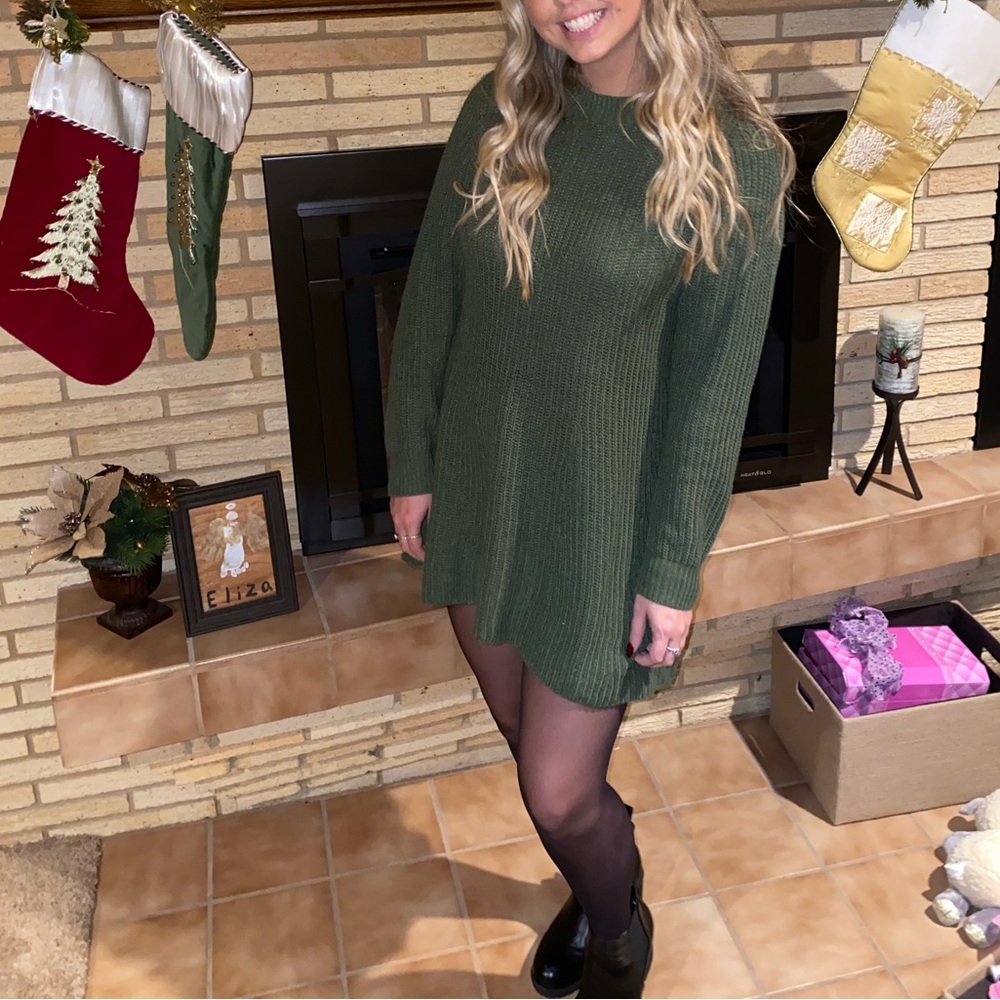 Green sweater dress